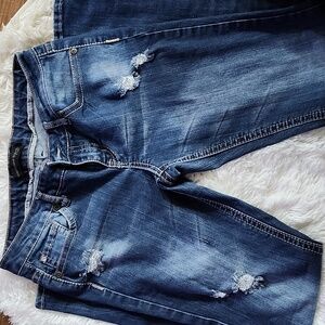 Twentyone Black Distressed Blue Jeans (Gently Worn)